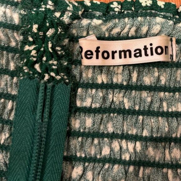 Reformation Lily Spaghetti Strap Green Floral Women's Top - Size 4 - Picture 5 of 6